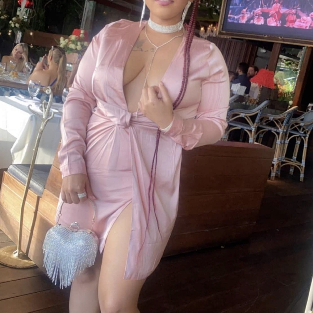 Fashion Nova Pink Satin Robe